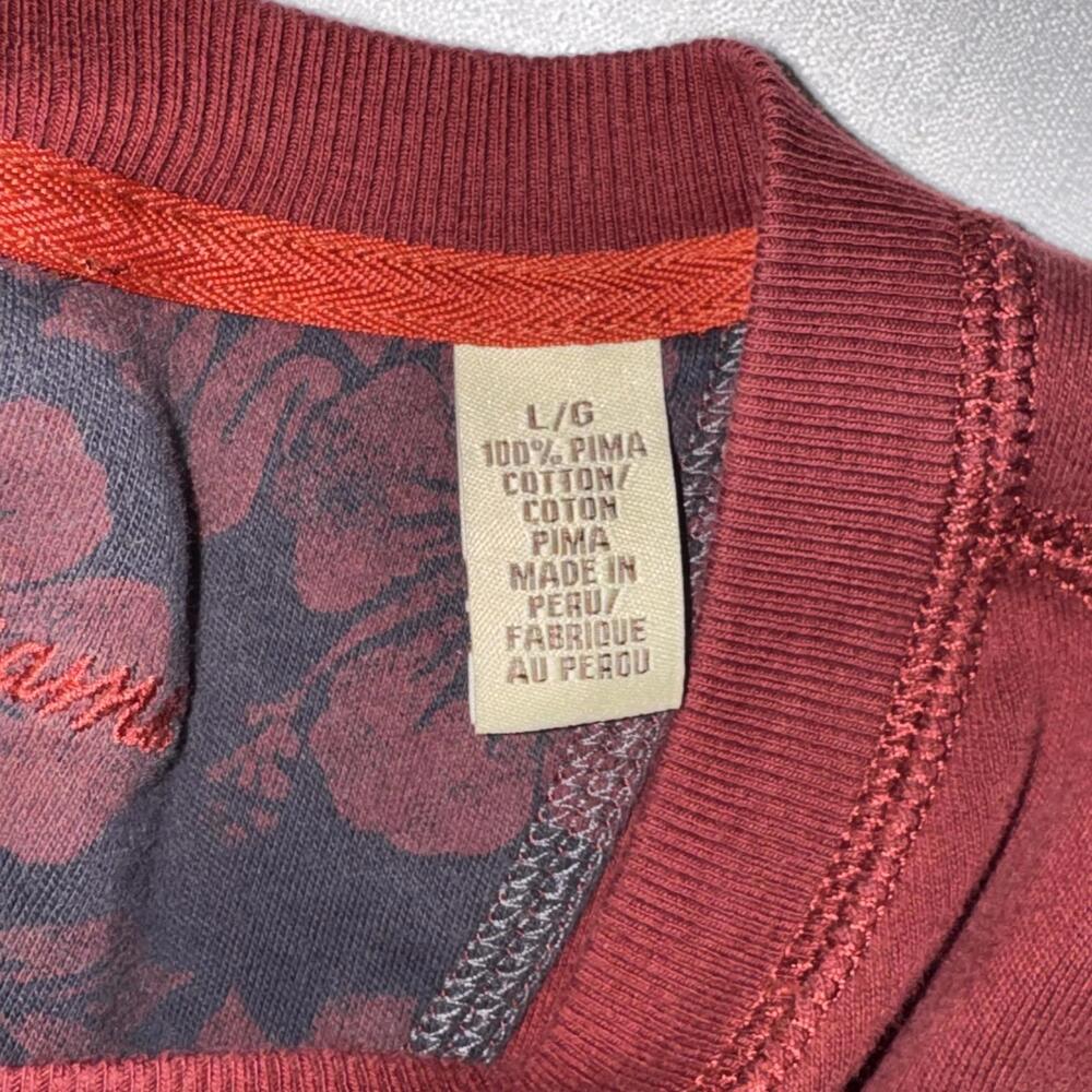 Tommy Bahama 100% Pima Cotton Sweater Mens Red Coastal Resort Long Sleeve - Picture 2 of 2